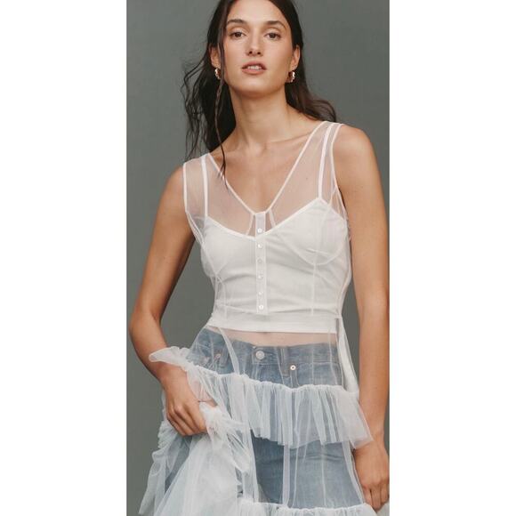 BY Anthropologie Sheer Mesh Tunic Top - Picture 3 of 3